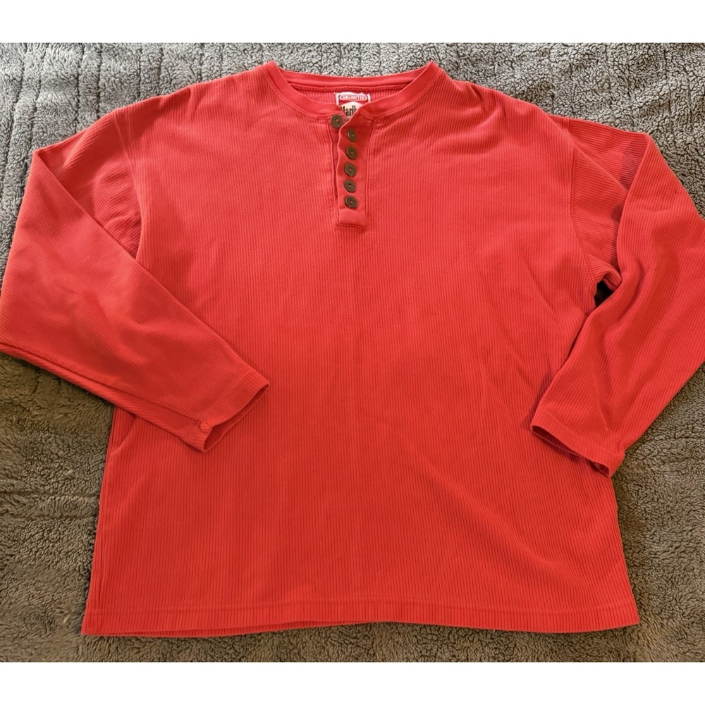 Marlboro Red Thermal Button Long Sleeve Crew‎ Neck men's Top medium Vtg 90s